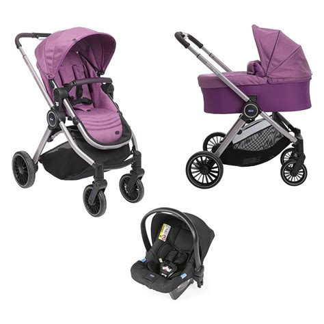 vista panoramica del passeggino Chicco Trio Enjoy Fun aperto con tutti gli accessori montati