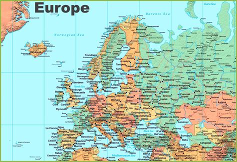 Mappa dell'Europa con evidenziate le principali città con cliniche FIV