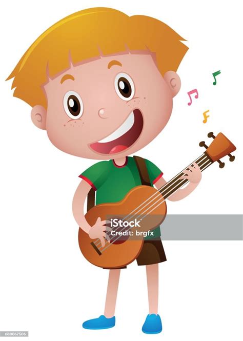 bambino che suona la chitarra seduto su uno sgabello con un maestro