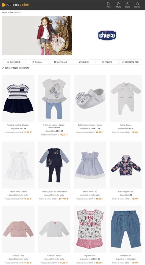 Interno dell'outlet Chicco con cestoni delle offerte