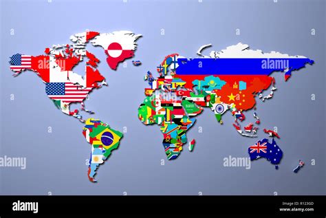 Mappamondo con bandiere di diverse nazioni