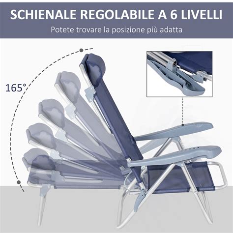 Diagramma che mostra le 3 posizioni reclinabili della sdraietta