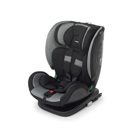 Fotografia descrittiva di un seggiolino auto Fisher Price posizionato correttamente in un veicolo moderno