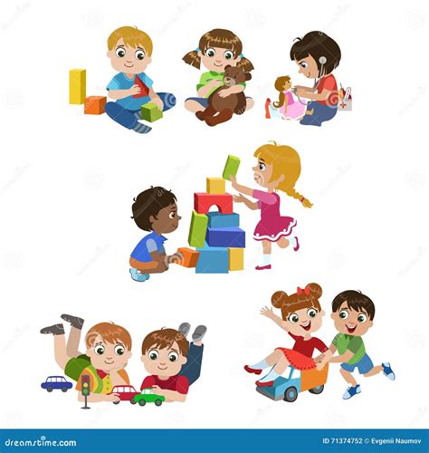 Illustrazione di bambini che giocano in un ambiente scolastico