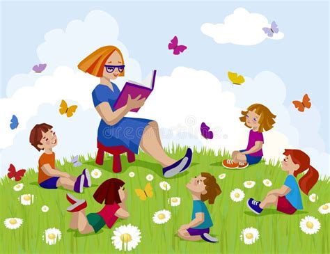 bambini che ascoltano una favola seduti insieme