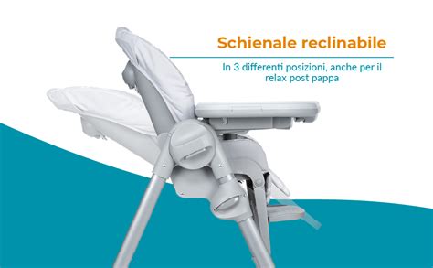 Dettaglio della seduta ampia e dello schienale reclinabile del seggiolone Polly Easy