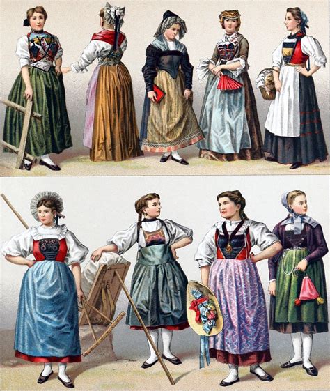Swiss traditional costumes from various cantons