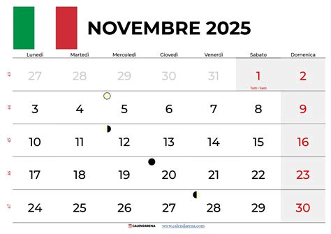 calendario con 4 novembre evidenziato