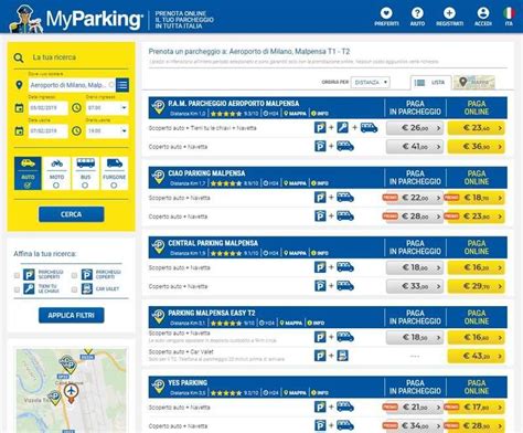 Interfaccia di prenotazione parcheggio online