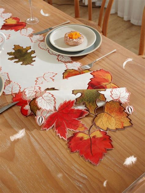 Runner da tavola con ricamo a tema autunnale