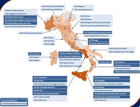 Mappa delle strutture ospedaliere di livello III in Italia