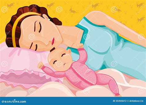 Illustrazione di un bambino che dorme cullato dalla madre