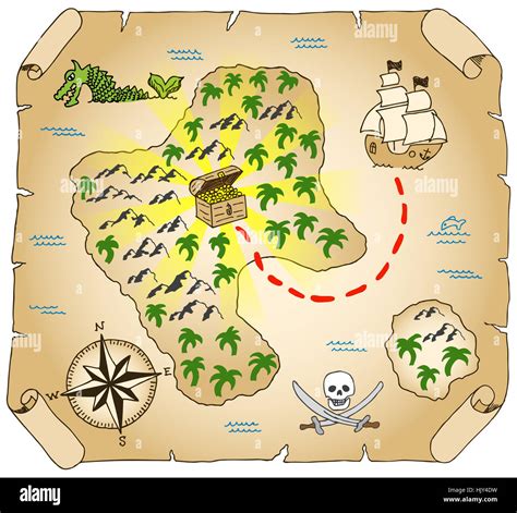 Mappa del tesoro con una grande X