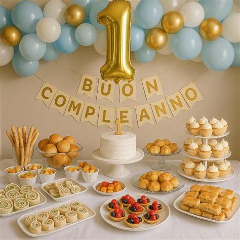 tavolo buffet primo compleanno decorato