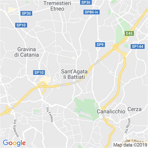 Mappa di Sant'Agata li Battiati con evidenziati i principali laboratori di analisi