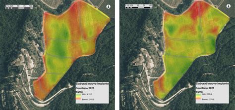 Mappe del suolo con sensore a raggi gamma prima e dopo scasso