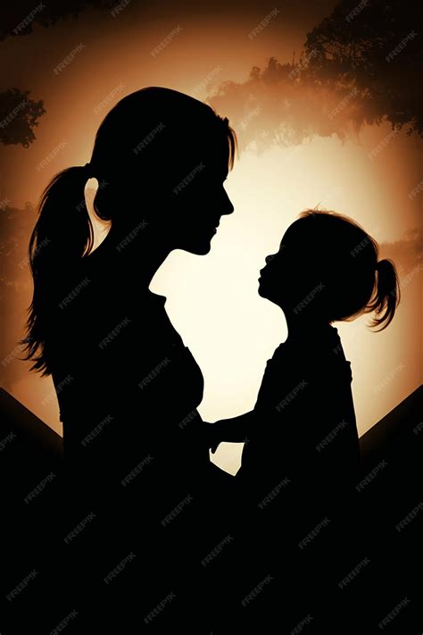 Mother and child silhouette with musical notes