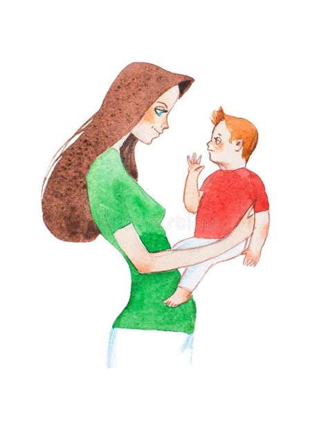 illustrazione di madre che osserva attentamente il suo bambino