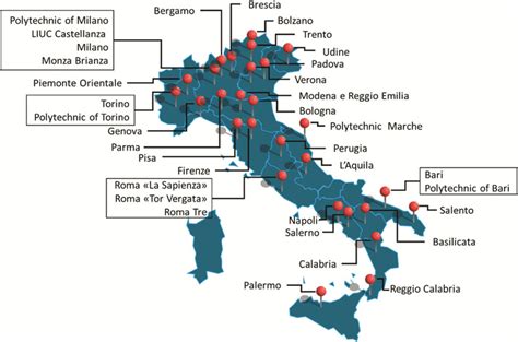 Mappa delle università italiane con facoltà di Ostetricia