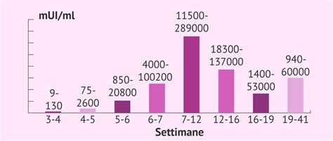schema grafico della concentrazione dell'ormone beta-hCG nelle prime settimane di gestazione