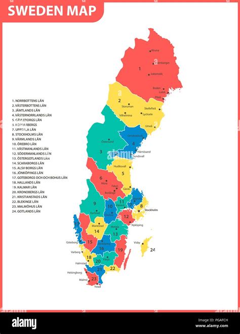Mappa della Svezia che evidenzia le regioni con più e meno strutture sanitarie