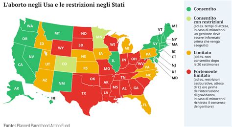 Tavola comparativa delle legislazioni sull'aborto negli Stati Uniti prima e dopo Roe v. Wade