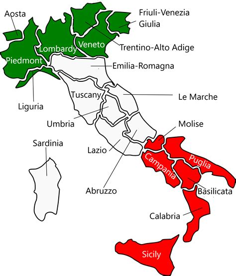 Map showing abortion access in Italian regions