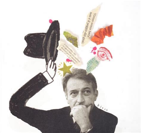 Ritratto stilizzato di Gianni Rodari con bambini che leggono