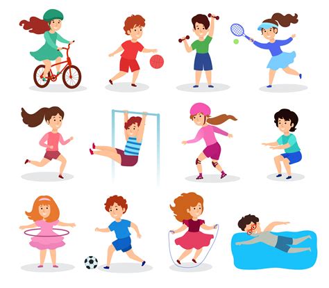 Bambini che praticano diverse attività: sport, gioco, riposo