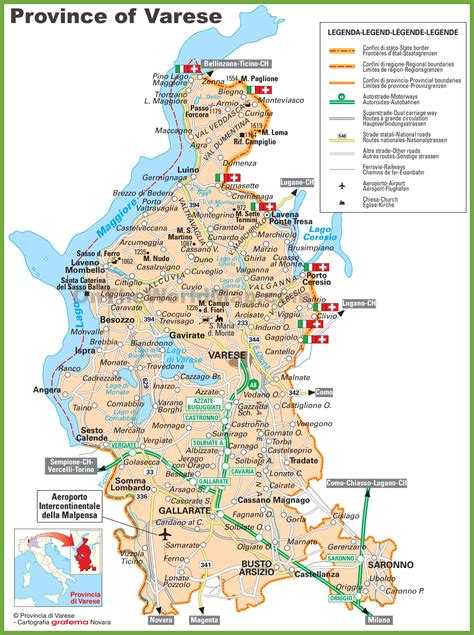 Mappa della Provincia di Varese con focus sulle strutture sanitarie che offrono servizi di ginecologia