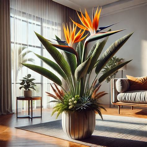 Strelitzia in vaso grande in un ambiente interno luminoso