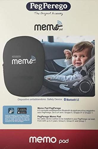 Smartphone showing the Peg Perego Memo Pad app with an alarm notification