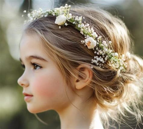 una bambina con un bel cerchietto floreale che sorride