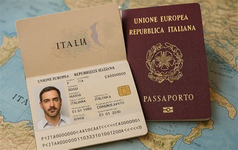 Passaporto italiano e bandiera UE