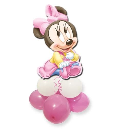 allestimento festa a tema Baby Minnie con palloncini rosa e bianchi