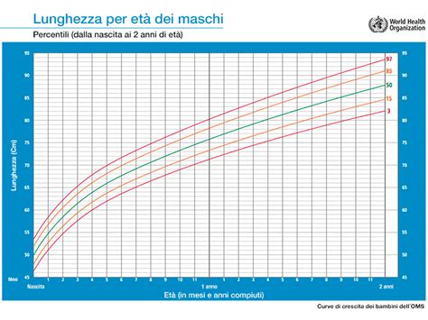 Grafico di crescita di un bambino con peso e altezza tracciati nel tempo
