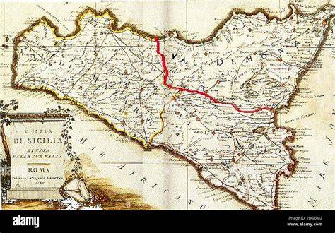 Mappa storica della Sicilia occidentale che mostra Terrasini e Cinisi