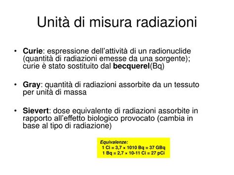 Tabella unità di misura delle radiazioni e valori di riferimento: illustra Gy, mGy, Sv, mSv e esempi di dosi comuni