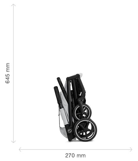 Cybex Beezy piegato con dimensioni a confronto