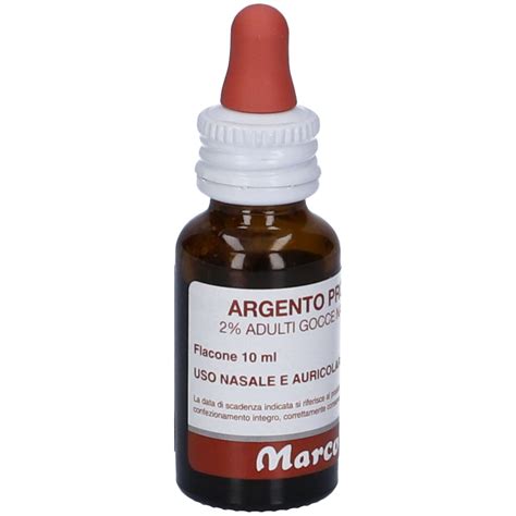 Flacone di gocce nasali con argento proteinato