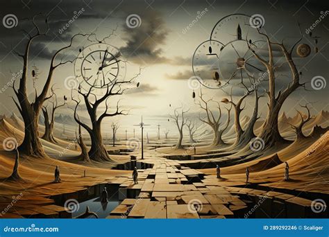 Paesaggio surreale con alberi che producono biberon e sonaglini