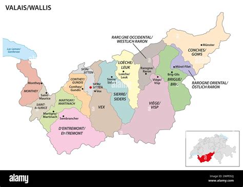 Mappa del Vallese con indicazione di Leukerbad