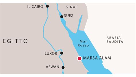 Mappa di Marsa Alam con evidenziate le strutture sanitarie