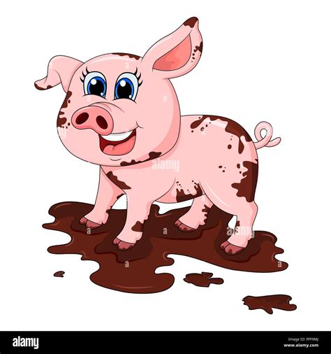 Illustrazione di un maiale nel fango