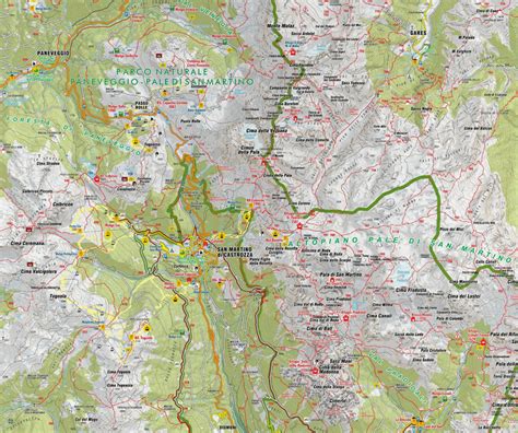 Mappa dei sentieri escursionistici di San Martino di Castrozza