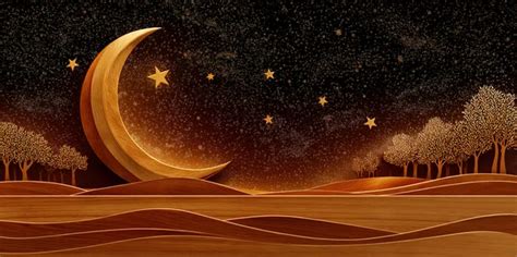 Cielo notturno stellato con una luna stilizzata sopra un bambino che dorme