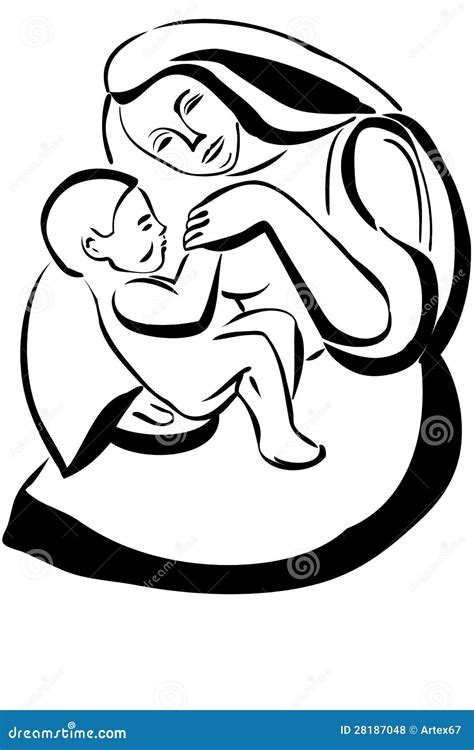 Illustrazione di una madre che culla il bambino