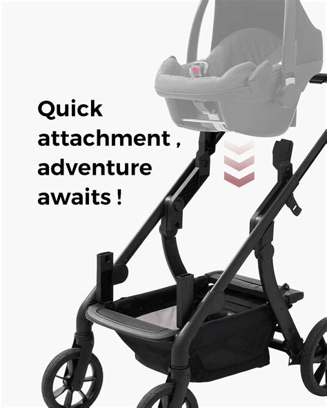 Baby car seat on stroller frame with adapter