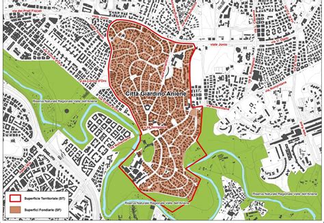 Mappa della Città Giardino Aniene a Monte Sacro, Roma