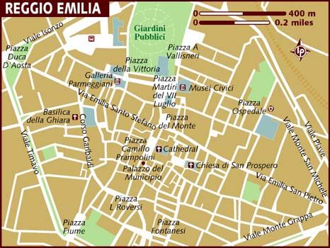 Mappa della città di Reggio Emilia, luogo di origine del metodo Reggio Children